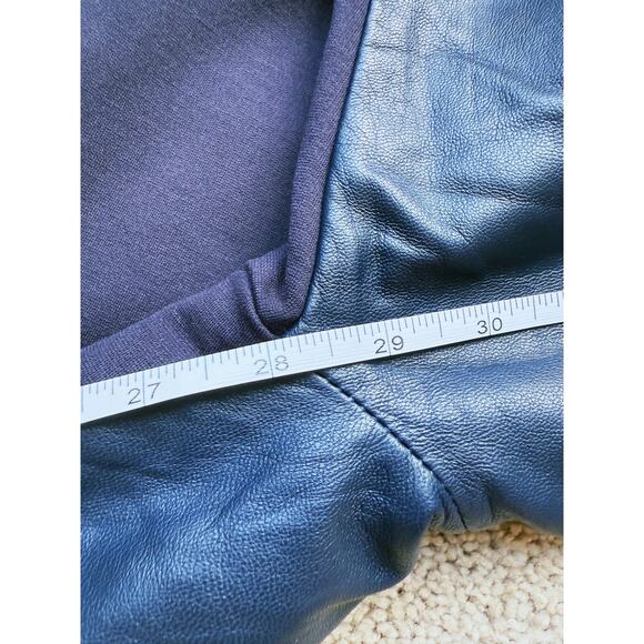 Marciano 100% Lamb Leather Front Leggings Small Dark Blue Edgy Lived in Luxe - Picture 7 of 12